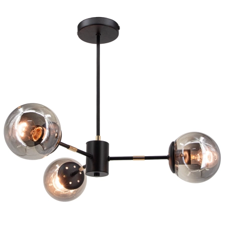 Lampa wisząca czarno-złota 3-punktowa 8044/3A ze szklanymi kloszami - Lampy Elem